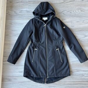 Michael Kors Sleek Black Hooded Utility Jacket
